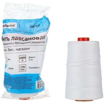 Нить для прошивки документов, лавсановая, d0,7мм, 1000м, ЛШ-170, белая