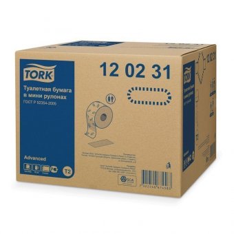 Бумага туалетная 170 м, TORK (Система Т2), комплект 12 шт, Advanced, 2-слойная, белая, 120231