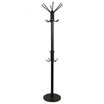 Вешалка-стойка SHT-CR450, 1,86 м, диск 37 см, 6 крючков + 4 дополнительных, металл/мрамор, черная, В1-50