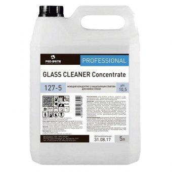 Средство для мытья стекол и зеркал с нашатырным спиртом 5 л, PRO-BRITE GLASS CLEANER, концентрат, 127-5