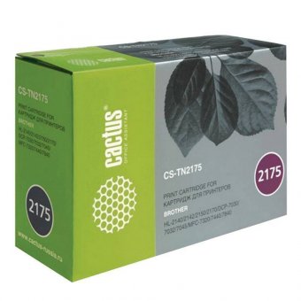 Картридж лазерный CACTUS (CS-TN2175) для BROTHER DCP-7030R/7045NR/MFC-7320R/HL-2140, ресурс 2600 стр, CS-TN217