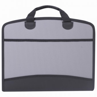 Портфель-сумка пластиковый BRAUBERG А4+ (375х305х60 мм), 4 отделения, 2 кармана, серый, 228685