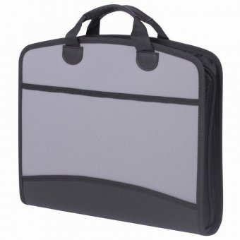 Портфель-сумка пластиковый BRAUBERG А4+ (375х305х60 мм), 4 отделения, 2 кармана, серый, 228685