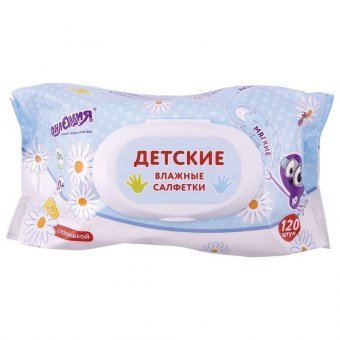 Салфетки влажные 120 шт, для детей ЮНЛАНДИЯ, универсальные, очищающие, клапан крышка, 129893