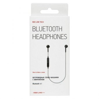 Наушники с микрофоном (гарнитура) RED LINE BHS-01, Bluetooth, беспроводые, черные, УТ000013644