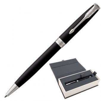 Ручка шариковая PARKER "Sonnet Core Matt Black CT", корпус черный матовый лак, палладиевые детали, черная, 193