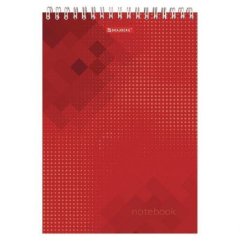 Блокнот БОЛЬШОЙ ФОРМАТ (200х290 мм) А4, 80 л, гребень, картон, жесткая подложка, клетка, BRAUBERG, "Бизнес", 1
