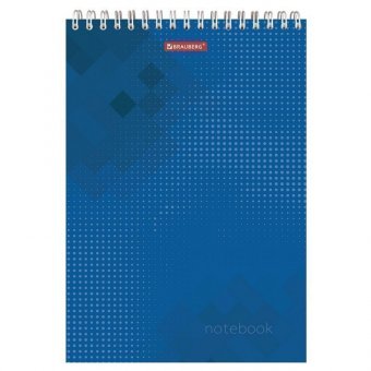 Блокнот БОЛЬШОЙ ФОРМАТ (200х290 мм) А4, 80 л, гребень, картон, жесткая подложка, клетка, BRAUBERG, "Бизнес", 1