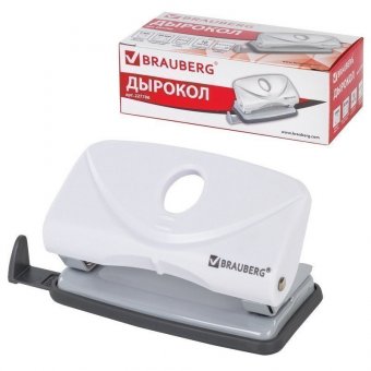 Дырокол BRAUBERG "Original", до 10 листов, белый, 227786