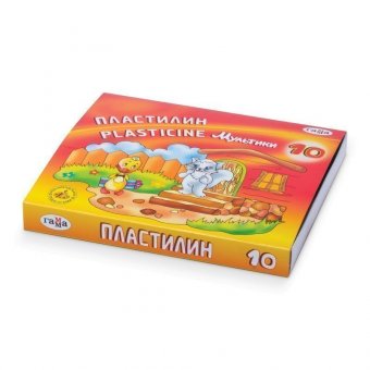 Пластилин классический ГАММА "Мультики", 10 цветов, 200 г, со стеком, картонная упаковка, 280017, 281017