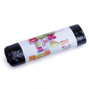 Мешки для мусора, 60 л, черные, в рулоне 20 шт, ПНД, 7 мкм, 60х70 см, эконом, КОНЦЕПЦИЯ БЫТА "ЭкоДом", 1749