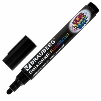 Маркеры меловые BRAUBERG "POP-ART", НАБОР 6 шт, сухостираемые, для гладких поверхностей, 5 мм, АССОРТИ, 151536