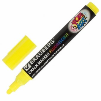 Маркеры меловые BRAUBERG "POP-ART", НАБОР 6 шт, сухостираемые, для гладких поверхностей, 5 мм, АССОРТИ, 151536