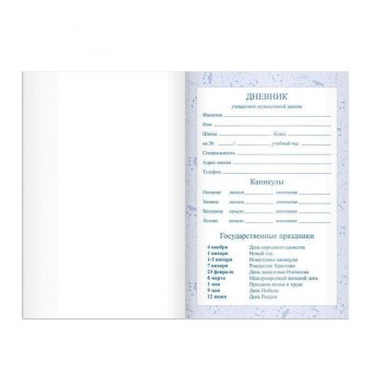 Дневник для музыкальной школы 48 л, обложка кожзам (лайт), термотиснение, BRAUBERG, синий, 105498