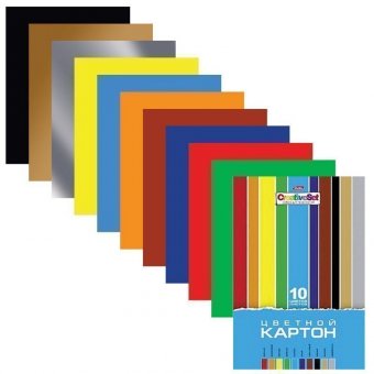 Картон цветной А4 МЕЛОВАННЫЙ, 10 листов 10 цветов, в папке, HATBER, 195х280 мм, "Creative", 10Кц4 05809, N0496