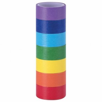 Клейкие WASHI-ленты для декора РАДУЖНЫЕ, однотонные, 15 мм х 3 м, 7 цветов, рисовая бумага, ОСТРОВ СОКРОВИЩ, 6