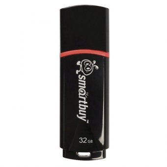 Флэш-диск 32 GB, SMARTBUY Crown, USB 2.0, черный, SB32GBCRW-K