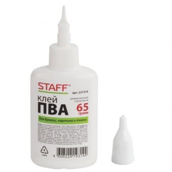 Клей ПВА с дозатором, 65 г, STAFF, 227376