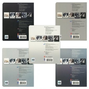 Тетрадь А5, 48 л, АЛЬТ, скоба, клетка, гибридный лак, "ЩЕНКИ" (5 видов), 7-48-640 Д