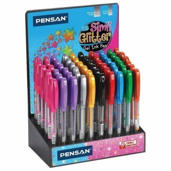 Ручка гелевая PENSAN "Glitter Gel", АССОРТИ, чернила с блестками, узел 1 мм, линия письма 0,5 мм, дисплей, 228