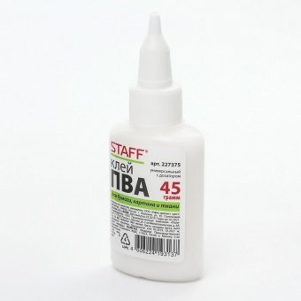Клей ПВА с дозатором, 45 г, STAFF, 227375