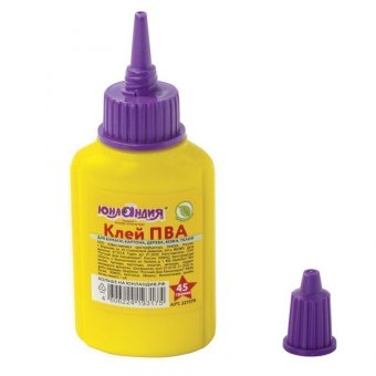 Клей ПВА ЮНЛАНДИЯ (бумага, картон, дерево), 45 г, 227379