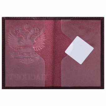 Обложка для паспорта натуральная кожа "Virginia", "Герб", темно-бордовая, BRAUBERG, 237199