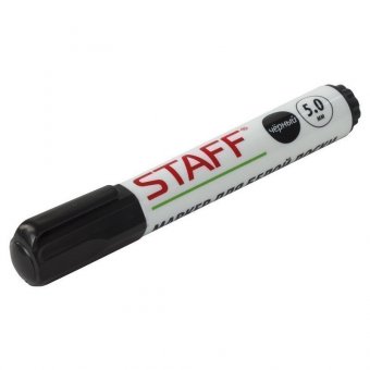 Маркер для доски STAFF, ЧЕРНЫЙ, с клипом, круглый наконечник 5 мм, 151491