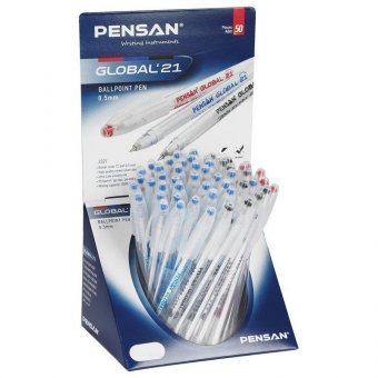 Ручка шариковая масляная PENSAN "Global-21", АССОРТИ, узел 0,5 мм, линия письма 0,3 мм