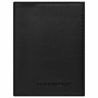 Обложка для автодокументов натуральная кожа галант, "DOCUMENTS", черная, BRAUBERG, 237208
