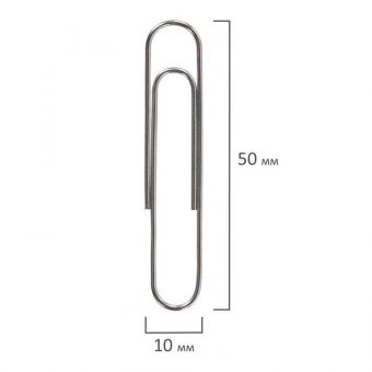 Скрепки большие 50 мм, BRAUBERG, оцинкованные, 50 шт, в картонной коробке, 227589