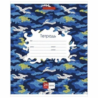 Тетрадь 24 листа Luxury Gift клетка, обложка картон, "камуфляш"