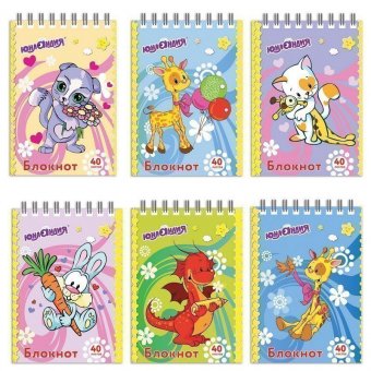 Блокнот МАЛЫЙ ФОРМАТ (75х105 мм) А7, 40 л, гребень, картон, клетка, ЮНЛАНДИЯ, "МУЛЬТЯШКИ", 129860