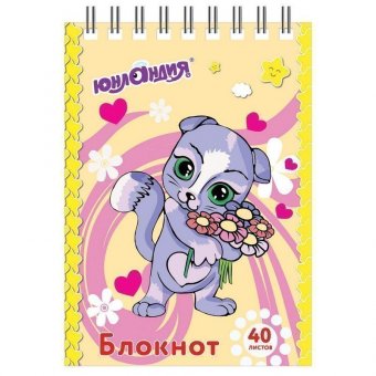 Блокнот МАЛЫЙ ФОРМАТ (75х105 мм) А7, 40 л, гребень, картон, клетка, ЮНЛАНДИЯ, "МУЛЬТЯШКИ", 129860