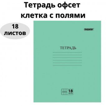 Тетрадь 18 л ПИФАГОР, клетка с полями