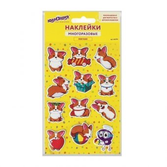 Наклейки зефирные "Корги", 10х15 см, ЮНЛАНДИЯ, 661791
