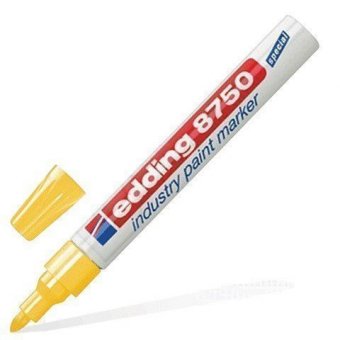 Маркер-краска лаковый (paint marker) EDDING 8750, ЖЕЛТЫЙ, 2-4 мм, круглый наконечник, алюминиевый корпус, Е-87