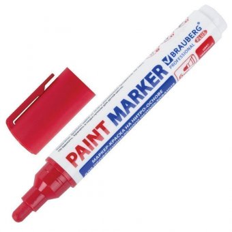 Маркер-краска лаковый (paint marker) 6 мм, КРАСНЫЙ, НИТРО-ОСНОВА, BRAUBERG PRO PLUS EXTRA, 151452