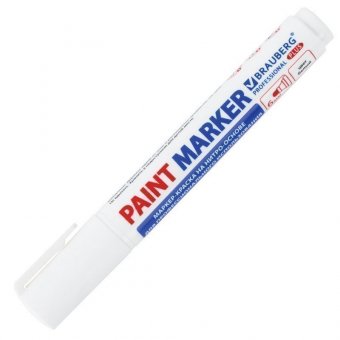 Маркер-краска лаковый (paint marker) 6 мм, БЕЛЫЙ, НИТРО-ОСНОВА, BRAUBERG PRO PLUS EXTRA, 151450