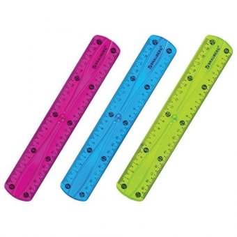 Линейка 20 см гибкая BRAUBERG "FLEX", пластиковая, ассорти, европодвес, 210674