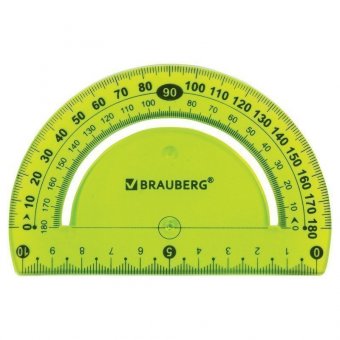 Транспортир 10 см гибкий BRAUBERG "FLEX", пластиковый, 180 градусов, ассорти, европодвес, 210676
