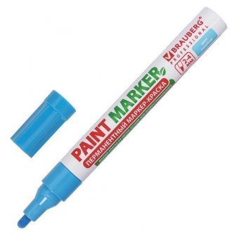 Маркер-краска лаковый (paint marker) 4 мм, ГОЛУБОЙ, БЕЗ КСИЛОЛА (без запаха), алюминий, BRAUBERG PROFESSIONAL,