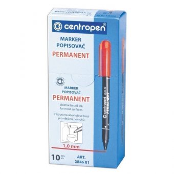 Маркер перманентный (нестираемый) CENTROPEN, ЧЕРНЫЙ, тонкий наконечник, 1 мм, 2846/1