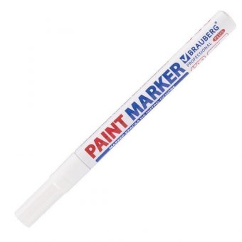 Маркер-краска лаковый (paint marker) 2 мм, БЕЛЫЙ, НИТРО-ОСНОВА, алюминиевый корпус, BRAUBERG PROFESSIONAL PLUS