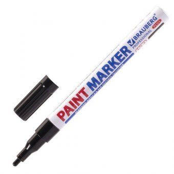 Маркер-краска лаковый (paint marker) 2 мм, ЧЕРНЫЙ, НИТРО-ОСНОВА, алюминиевый корпус, BRAUBERG PROFESSIONAL PLU