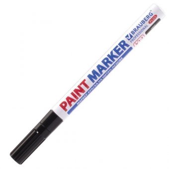 Маркер-краска лаковый (paint marker) 2 мм, ЧЕРНЫЙ, НИТРО-ОСНОВА, алюминиевый корпус, BRAUBERG PROFESSIONAL PLU
