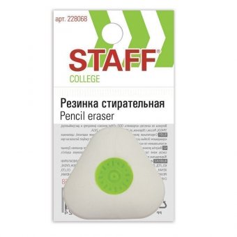 Ластик STAFF "Trio", 35х35х10 мм, треугольный, пластиковый держатель, термопластичная резина, 228068