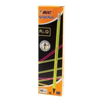 Карандаш чернографитный BIC, 1 шт, "Evolution Fluo", HB, с резинкой, пластиковый, корпус ассорти, заточенный, 