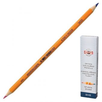 Карандаш двухцветный KOH-I-NOOR, 1 шт, красно-синий, грифель 3,2 мм, желтый корпус, 34330EG001KS
