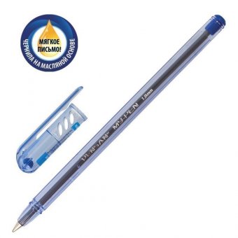 Ручка шариковая масляная PENSAN "My-Pen", СИНЯЯ, корпус тонированный синий, узел 1 мм, линия письма 0,5 мм, 22
